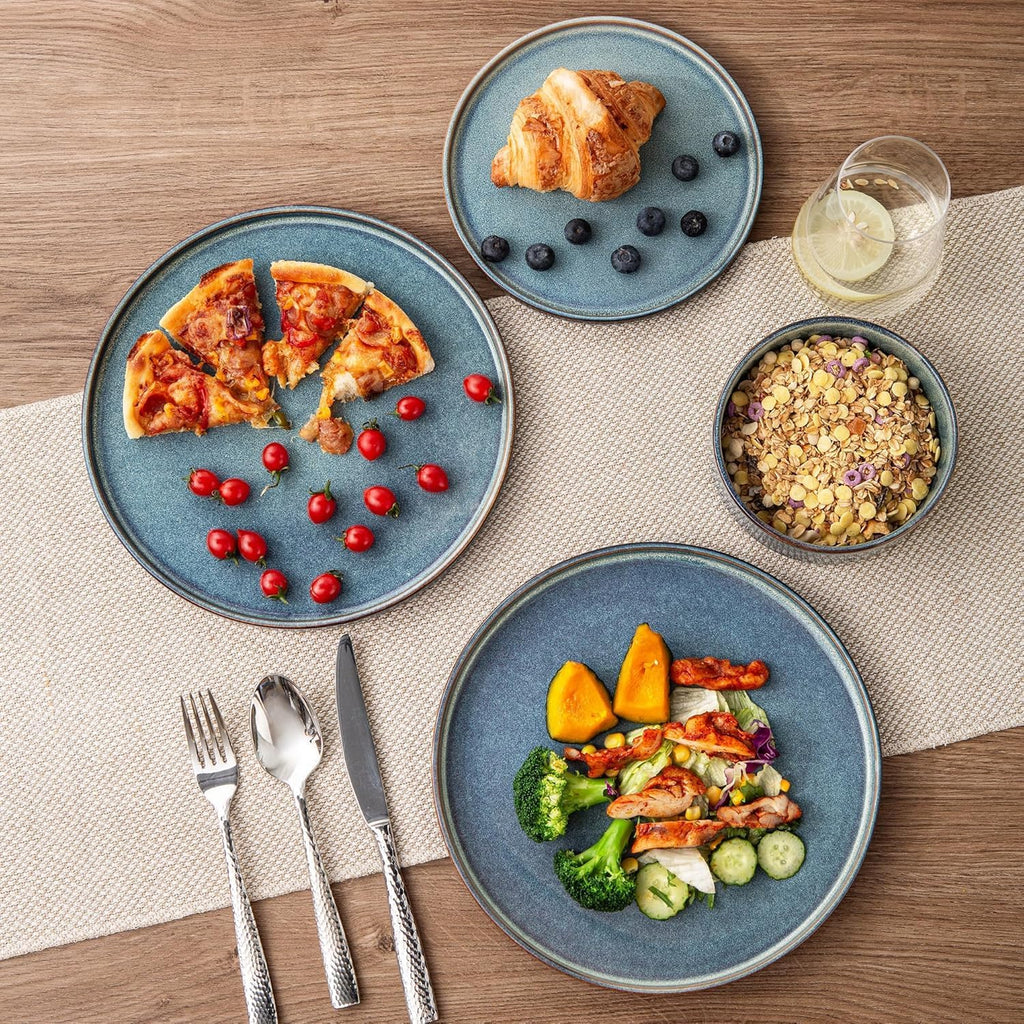 AmorArc Stoneware Dinnerware Sets,Round Reactive Glaze Ceramic Plates and Bowls Sets,Highly Scratch Resistant | Microwave & Dishwasher Safe,Service for 8 Dishes Set (24pc)