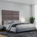 Jaxx Panelist Modern Padded Headboard – Set of 4 Wall Mounted Panels (Each 11.25' x 30') - Queen, Havana Brown Microvelvet