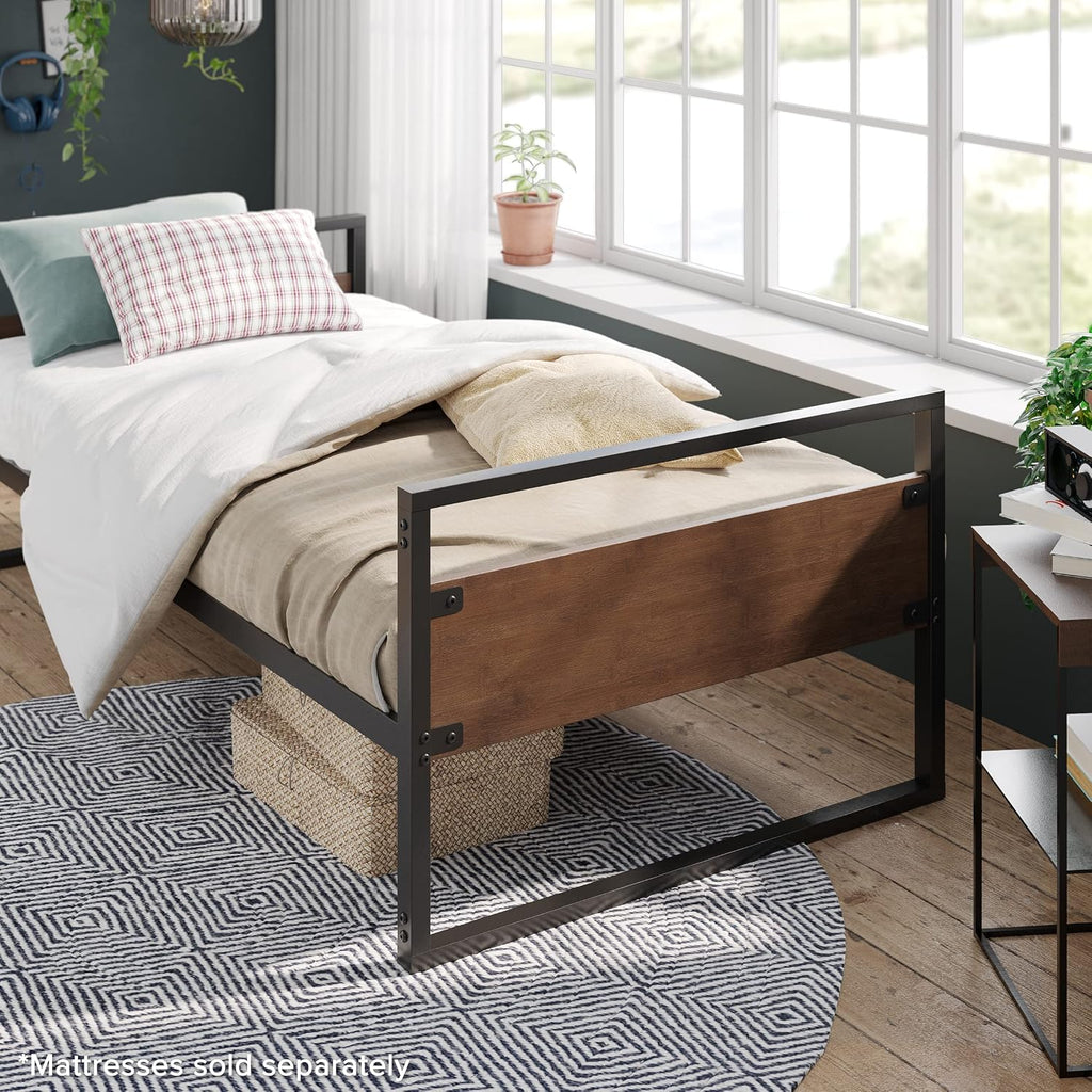 ZINUS Suzanne Bamboo and Metal Daybed, Mattress Foundation with Steel Slat Support, Easy Assembly, Twin, Chestnut Brown