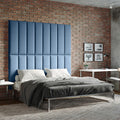 Jaxx Panelist Modern Padded Headboard – Set of 4 Wall Mounted Panels (Each 11.25' x 38') - King, Petrol Blue Microvelvet
