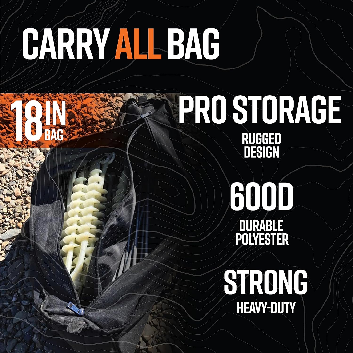 GROUNDGRABBA Screw in Tent Stake for Normal to Hard Ground | Premium Drill Driven Ground Anchor Earth Screws | 12X Pro Stakes, 12X Closed Hooks, 1x Masonry Drill Bit, 1x Carry-All Bag
