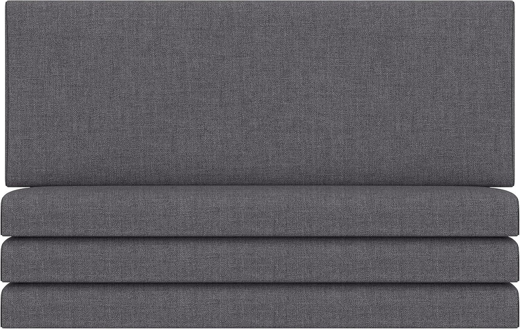 Jaxx Panelist Modern Padded Headboard – Set of 4 Wall Mounted Panels (Each 11.25' x 30') - Queen, Charcoal Microvelvet