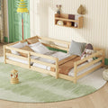 Modern Classic Full Size Bed Frame with Fence, Sturdy Wood Montessori Floor Bed for s, Boys, Girls, Dorm, Bedroom, House, Easy to Assemble, Noise-Free Design, No Box Spring Needed,Oak-Twin