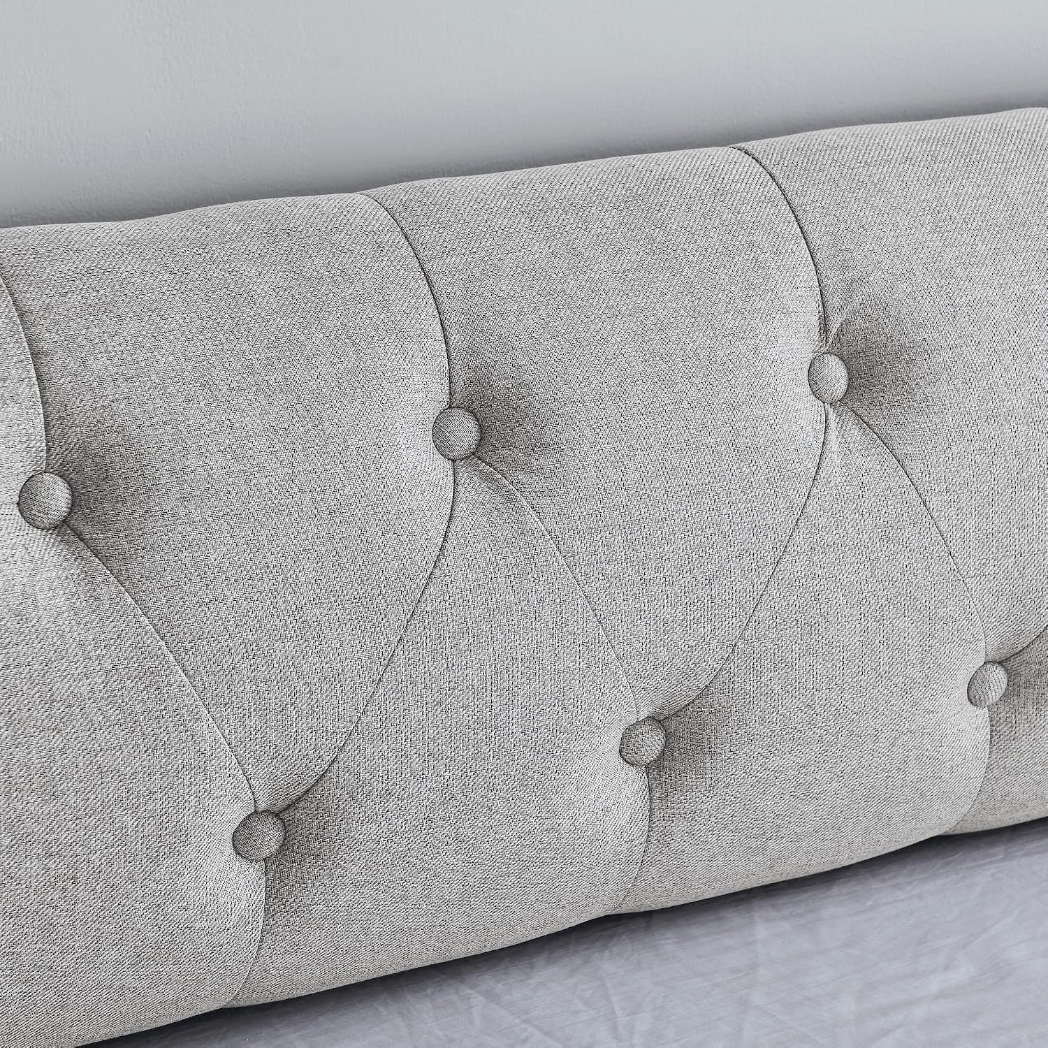 Ball & Cast Twin Size Daybed with Pop Up Trundle, Button Tufted Linen Sofa Day Bed Frame with USB Port,Twin to King Trundle Bed for Bedroom, Living Room, No Box Spring Needed,Beige