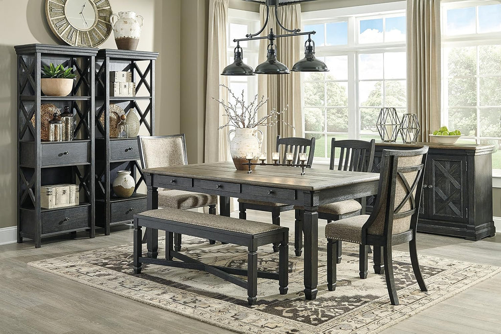 Signature Design by Ashley Tyler Creek Urban Farmhouse Upholstered Dining Chair, 2 Count, Almost Black