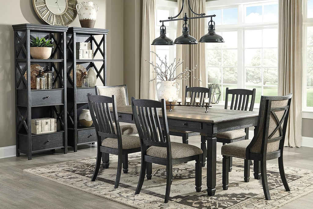 Signature Design by Ashley Tyler Creek Urban Farmhouse Upholstered Dining Chair, 2 Count, Almost Black